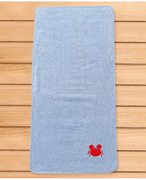 Babyhug Cotton Terry Woven Bath Towel With Octopus Embroidery L 102 x B 51 cm - Light Blue