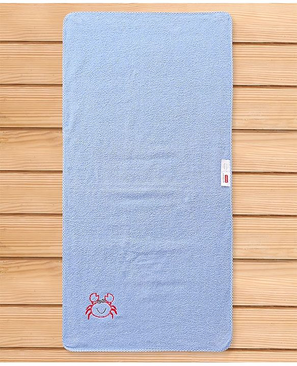 Babyhug Cotton Terry Woven Bath Towel With Octopus Embroidery L 102 x B 51 cm - Light Blue