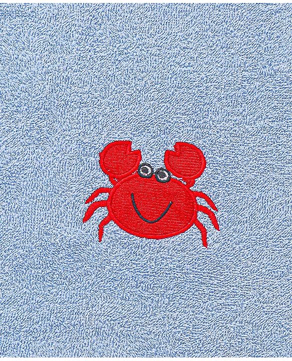 Babyhug Cotton Terry Woven Bath Towel With Octopus Embroidery L 102 x B 51 cm - Light Blue