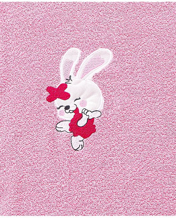 Babyhug Cotton Terry Woven Bath Towel With Bunny Embroidery L 102 x B 51 cm - Pink