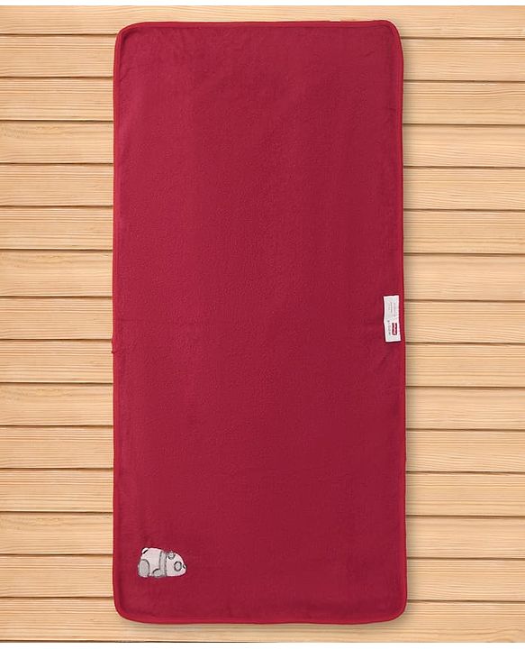 Babyhug Terry Cotton Woven Towel with Panda Embroidery L 101 x B 50 cm - Dark Red