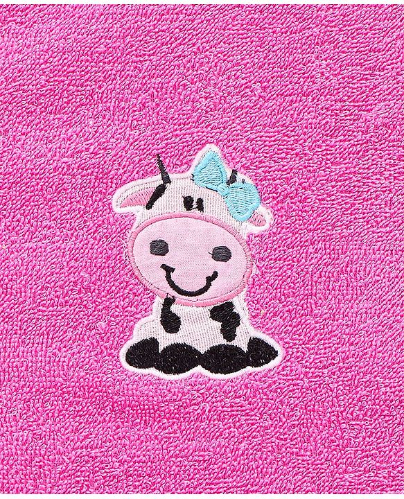 Babyhug Cotton Terry Woven Bath Towel With Embroidery L 102 x B 51 cm - Pink