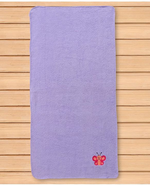 Babyhug Terry Cotton Woven Towel with Butterfly Embroidery L 91 x B 41 cm - Purple
