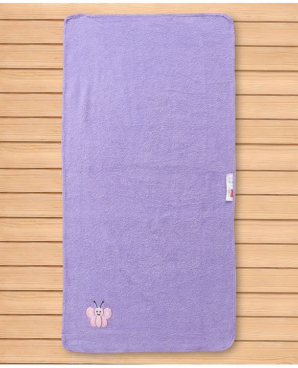 Babyhug Terry Cotton Woven Towel with Butterfly Embroidery L 91 x B 41 cm - Purple