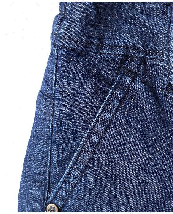 Babyhug Denim Mid Thigh Washed Shorts With Stretch - Navy Blue