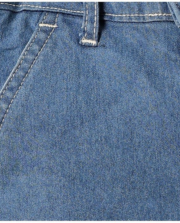 Babyhug Denim Mid Thigh Washed Shorts With Stretch - Navy Blue