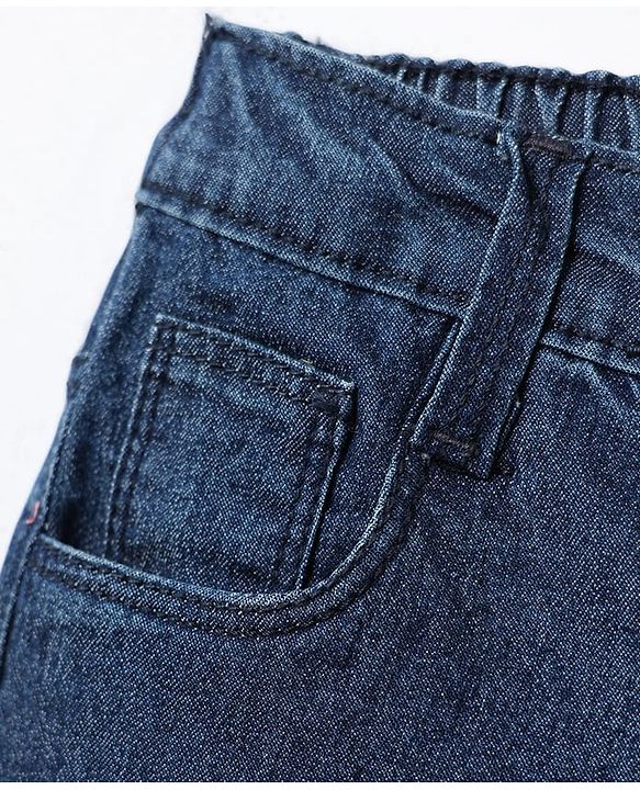 Babyhug Cotton Denim Full Length Washed Jeans With Stretch - Navy Blue