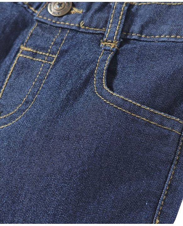 Babyhug Full Length Washed Denim Jeans With Stretch - Navy Blue