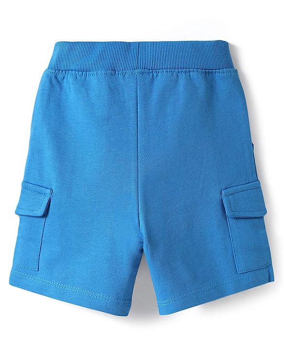 Babyhug Single Jersey Knit Half Sleeves T-Shirt & Shorts Set with Tropical Theme & Rainbow Print - Blue
