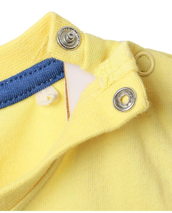 Babyhug Single Jersey Knit Half Sleeves T-Shirt & Dungaree With Animal Print - Light Blue & Yellow