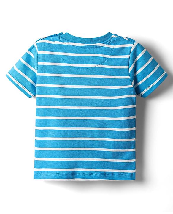 Babyhug Single Jersey Knit Dungaree & Half Sleeves T-Shirt With Animal Print - Yellow & Blue