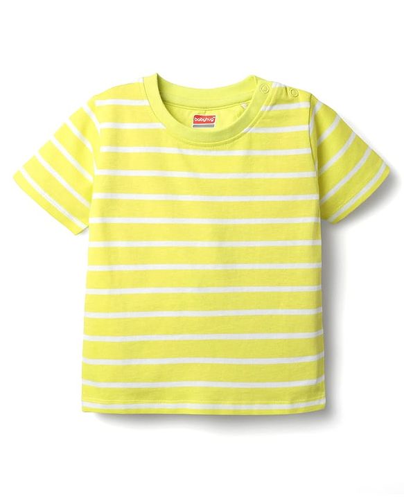 Babyhug Single Jersey Knit Half Sleeves T-Shirt & Dungaree With Tropical Print - Limegreen & Teal Blue