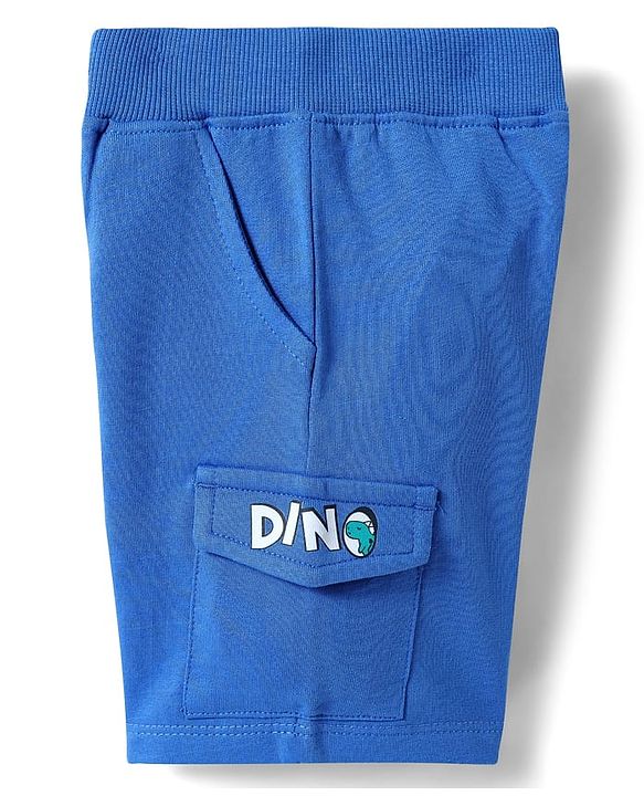 Babyhug Single Jersey Knit Half Sleeves T-Shirt & Shorts Set With Dino & Car Print - Green & Blue