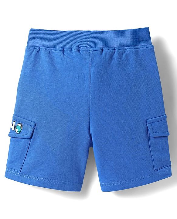 Babyhug Single Jersey Knit Half Sleeves T-Shirt & Shorts Set With Dino & Car Print - Green & Blue
