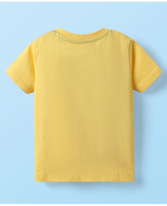 Babyhug Single Jersey Knit Dungaree & Half Sleeves T-Shirt With Boat Print - White & Yellow