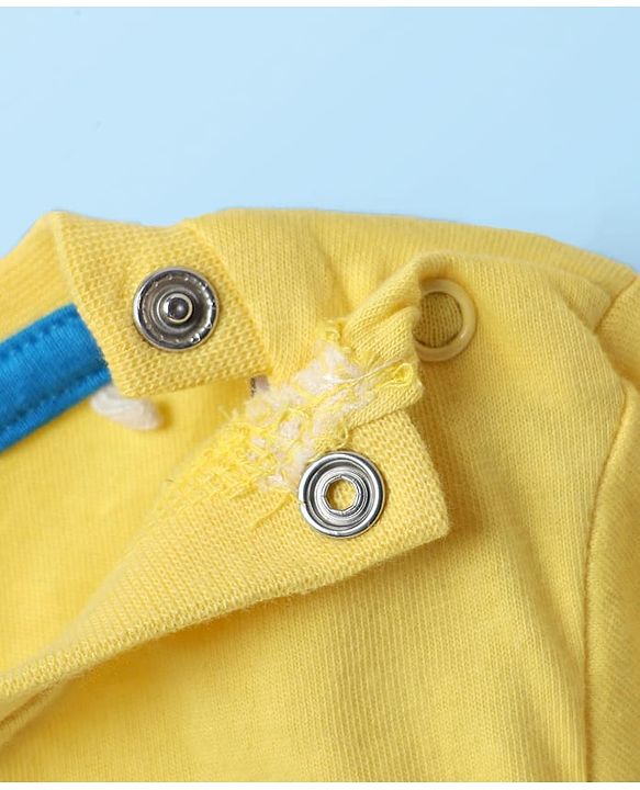 Babyhug Single Jersey Knit Dungaree & Half Sleeves T-Shirt With Boat Print - White & Yellow