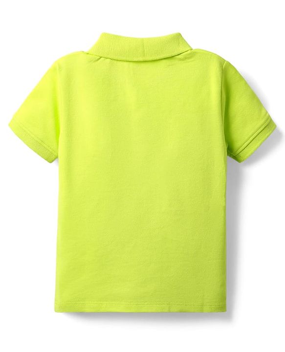 Babyhug Single Jersey Knit Dungaree & Half Sleeves Polo Inner Tee With Dino Print - Blue & Green