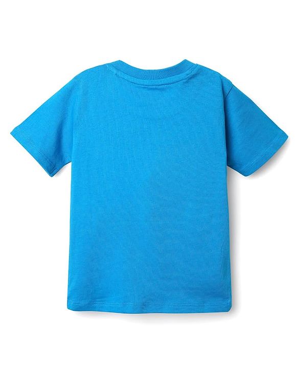Babyhug Single Jersey Knit Half Sleeves T-Shirt & Dungaree With Animal Print - Yellow & Blue