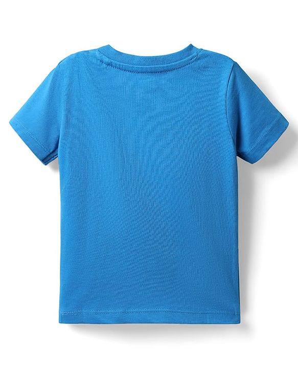Babyhug Single Jersey Knit Printed Dungaree & Half Sleeves T-Shirt - Blue