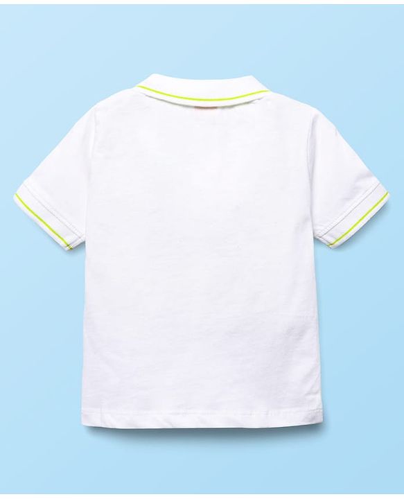 Babyhug Single Jersey Knit Half Sleeves Polo T-Shirt & Dungaree With  Nautical Print - White