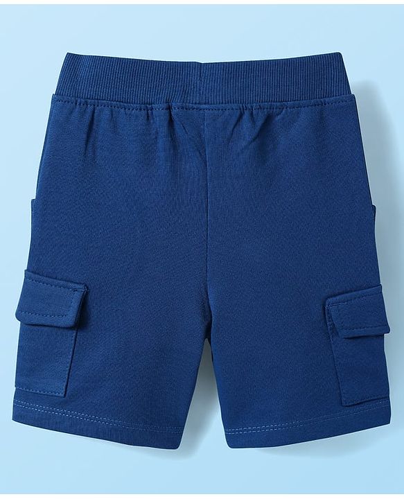 Babyhug Single Jersey Knit Half Sleeves T-Shirt & Shorts with Animal - Navy Blue & Yellow