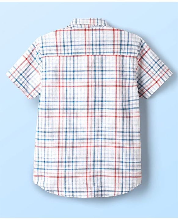 Pine Kids Cotton Woven Half Sleeves Checkered Shirt With T-Shirt - Multicolour