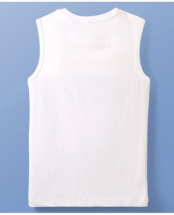 Pine Kids Cotton Woven Half Sleeves Checks Shirt With Sleeveless Text Printed T-Shirt - Light Blue White & Navy Blue
