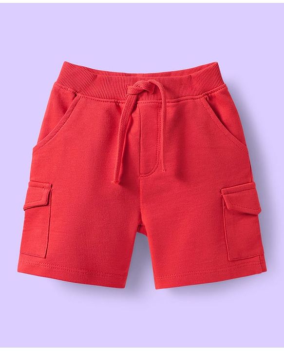 Babyhug Single Jersey Knit Sleeveless Tank T-Shirt & Shorts Set With Surfing Dino Print - White & Red