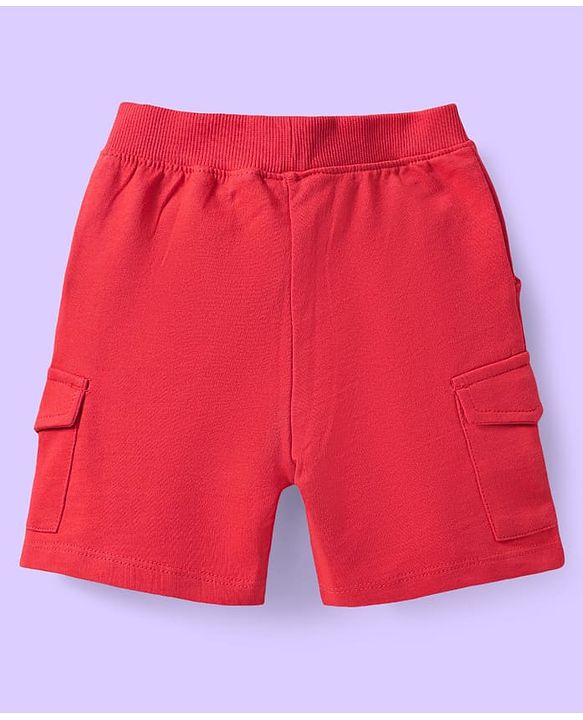 Babyhug Single Jersey Knit Sleeveless Tank T-Shirt & Shorts Set With Surfing Dino Print - White & Red