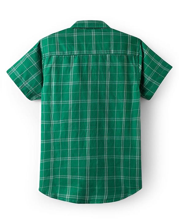 Pine Kids Cotton Woven Half Sleeves Checks Shirt With Sleeveless Text Printed T-Shirt - Green & Yellow