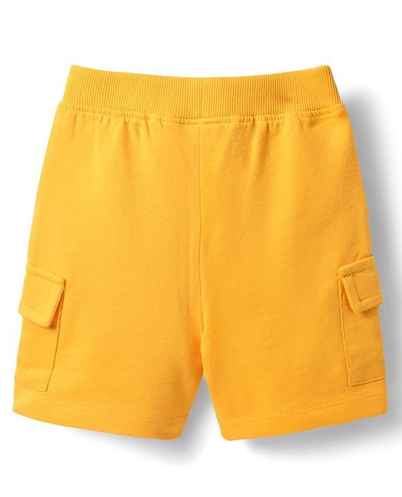 Babyhug Single Jersey Knit Sleeveless Tank T-Shirt & Shorts Set With Beach Theme Print - Blue & Yellow