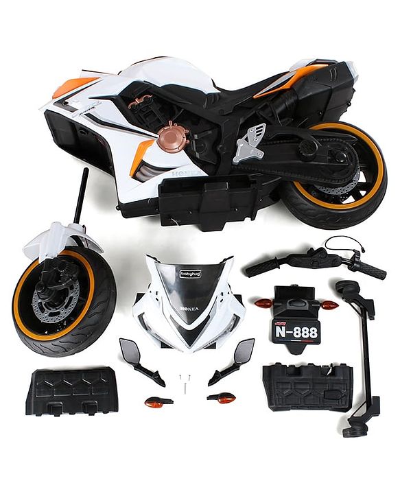 Babyhug CBR Rechargeable EV Battery Operated Ride On Bike with Music & LED Lights - Yellow