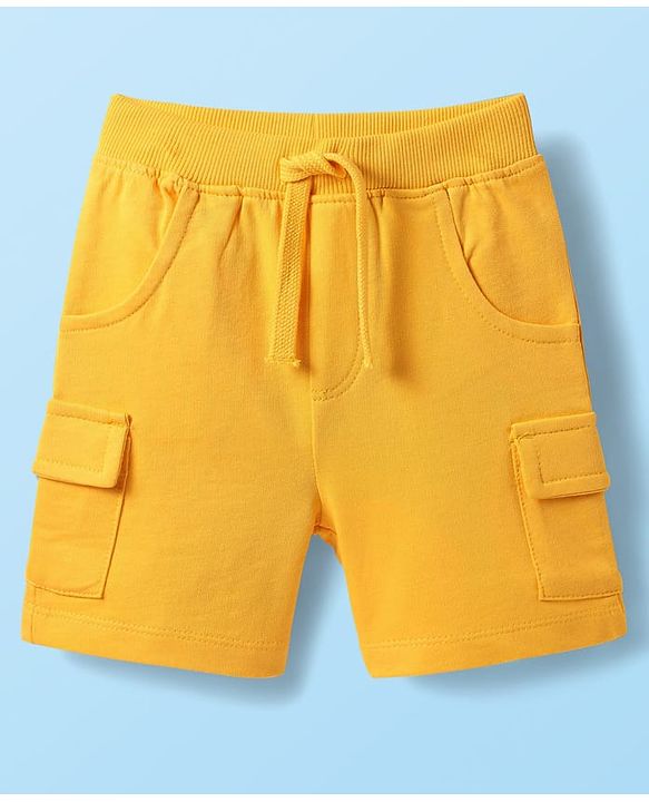 Babyhug Single Jersey Knit Sleeveless Tank T-Shirt & Shorts Set With Animal Print - White & Yellow