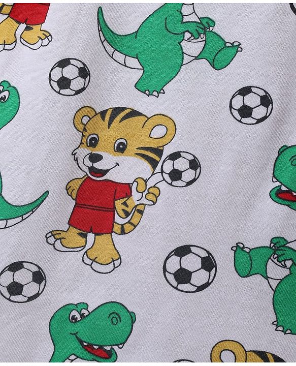 Babyhug Single Jersey Knit Sleeveless Tank T-Shirt & Shorts Set With Animal Print - White & Yellow