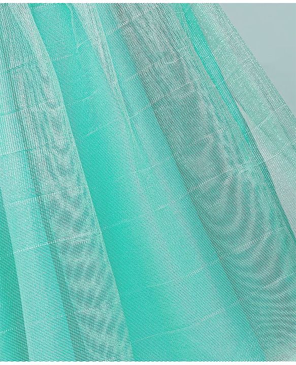 Babyhug Woven Cap Sleeves Party Dress With Bow Applique - Aqua Blue