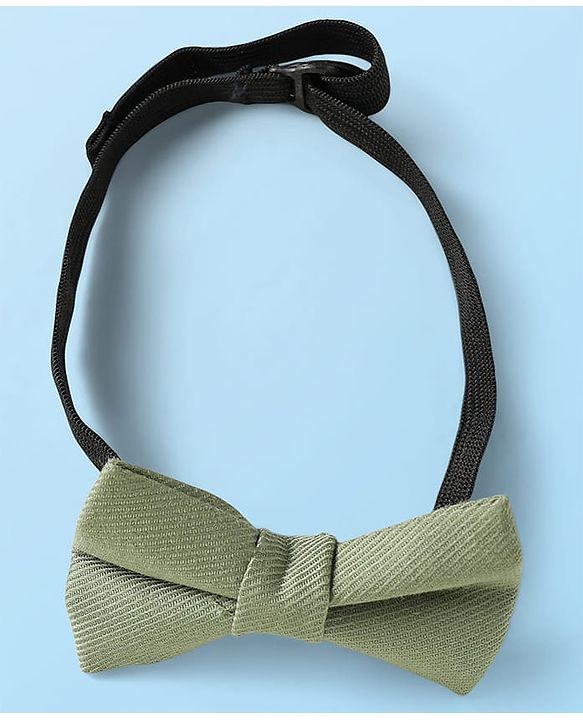 Babyhug Woven Full Sleeves Solid Color Pleated Shirt & Trouser Set with Bow & Suspender - White & Green