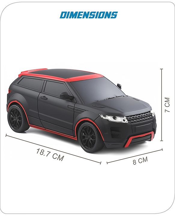 Babyhug 1:24 C-Type Rechargeable Remote Control Racing Car |Black-Red Finish| Gifting Car for 4 years + Kids| BIS Certified - Black