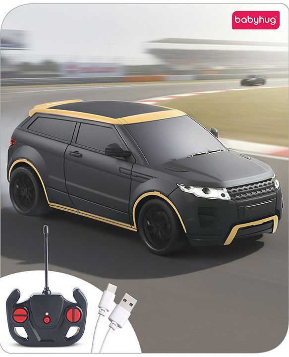 Babyhug 1:24 C-Type Rechargeable Remote Control Racing Car |Black-Red Finish| Gifting Car for 4 years + Kids| BIS Certified - Black