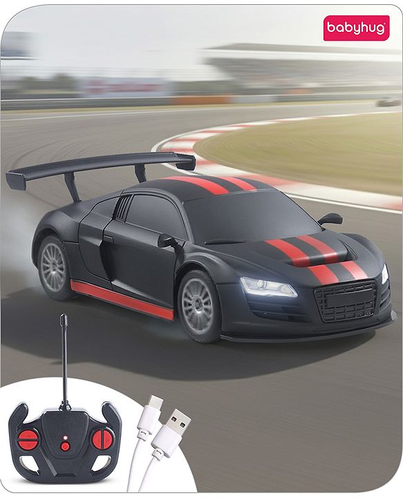 Babyhug 1:24 C-Type Rechargeable Remote Control Racing Car BIS Certified - Black