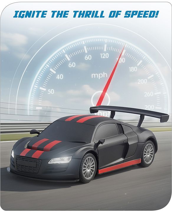 Babyhug 1:24 C-Type Rechargeable Remote Control Racing Car BIS Certified - Black