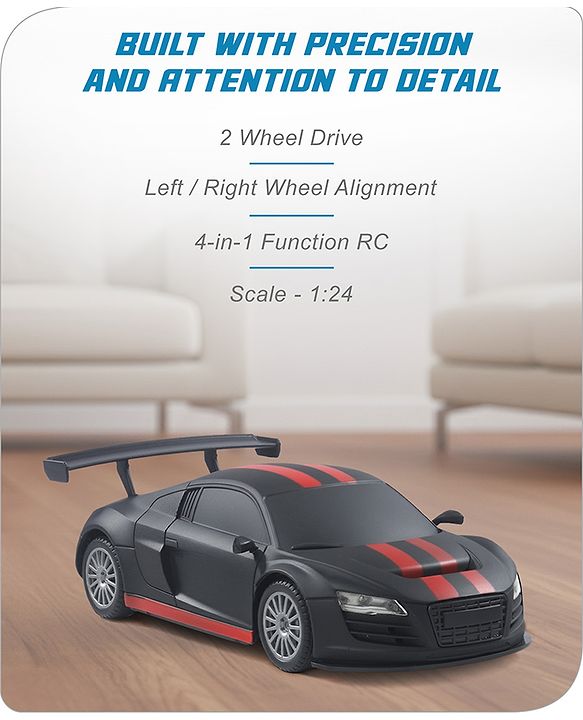 Babyhug 1:24 C-Type Rechargeable Remote Control Racing Car BIS Certified - Black
