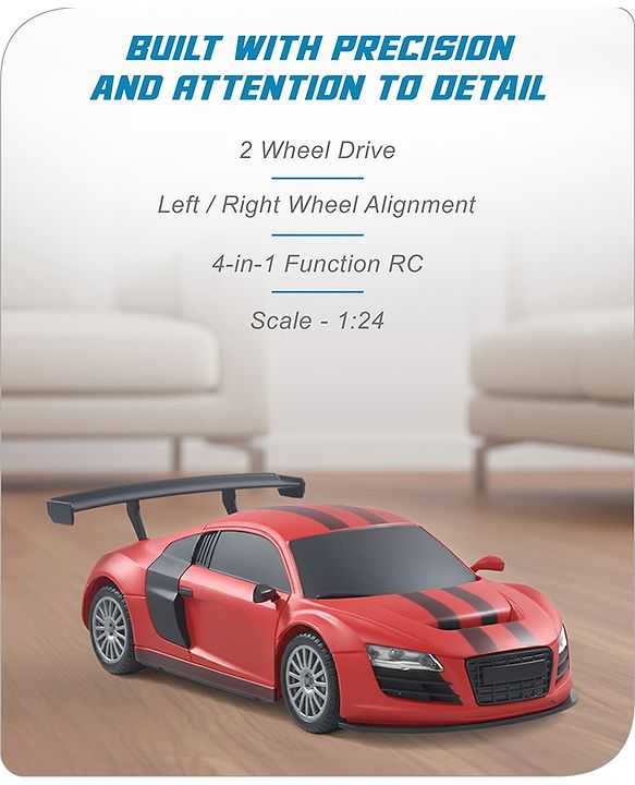 Babyhug 1:24 C-Type Rechargeable Remote Control Racing Car BIS Certified - Black