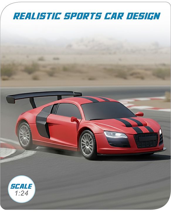 Babyhug 1:24 C-Type Rechargeable Remote Control Racing Car BIS Certified - Black