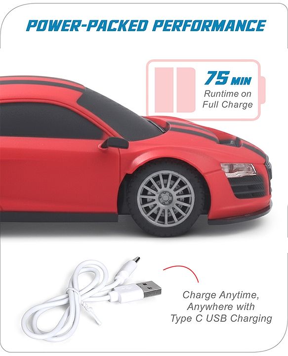 Babyhug 1:24 C-Type Rechargeable Remote Control Racing Car BIS Certified - Black