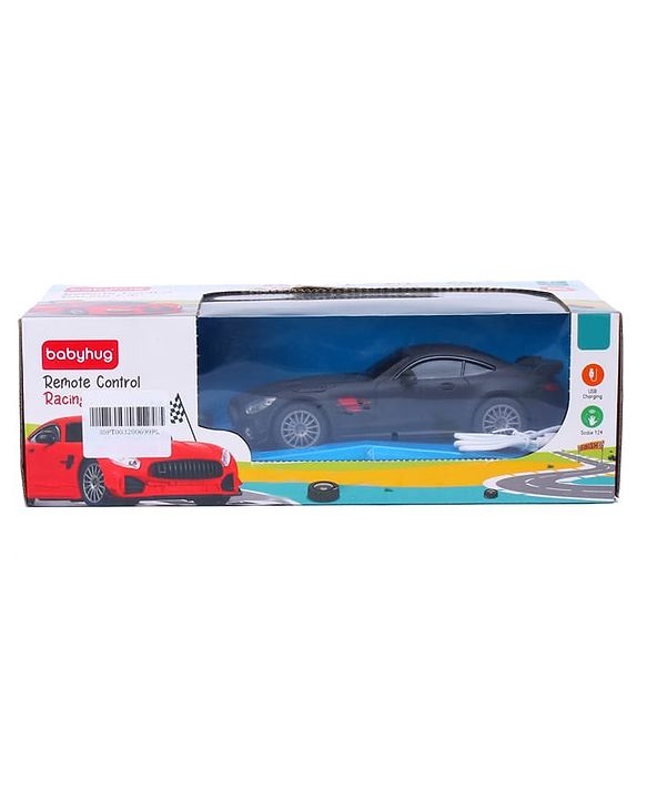 Babyhug  1:24 C-Type Rechargeable Remote Control Racing Car - Black| Gifting Option| Toy for 4+ years Boys & Girls| BIS Certified| 50ft Remote Range