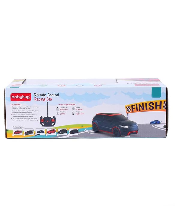 Babyhug  1:24 C-Type Rechargeable Remote Control Racing Car - Black| Gifting Option| Toy for 4+ years Boys & Girls| BIS Certified| 50ft Remote Range