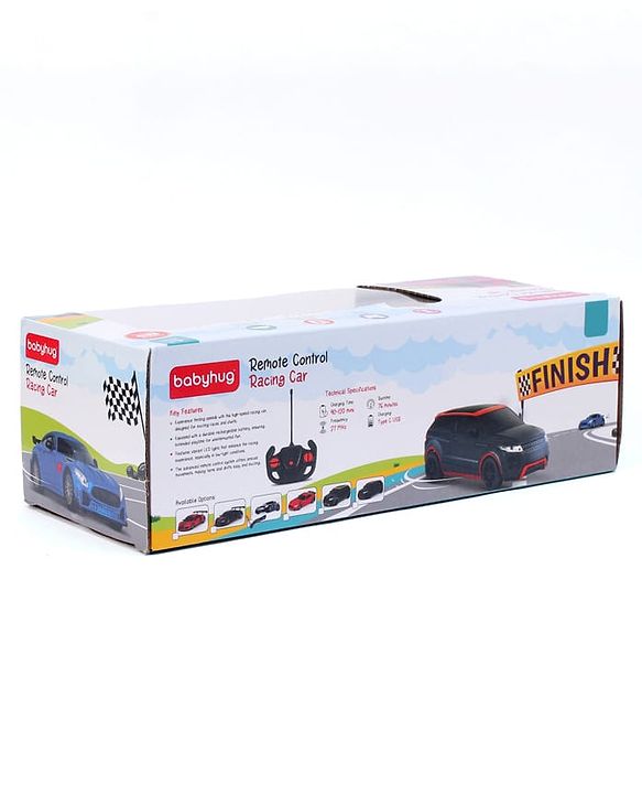 Babyhug  1:24 C-Type Rechargeable Remote Control Racing Car - Black| Gifting Option| Toy for 4+ years Boys & Girls| BIS Certified| 50ft Remote Range