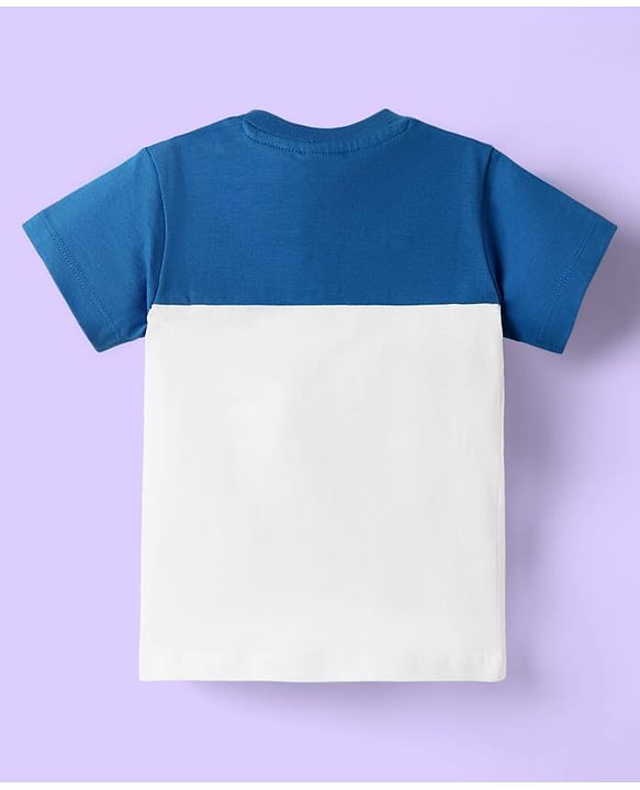 Babyhug Single Jersey Knit Half Sleeves T-Shirt & Shorts With Soccer Text Print - Blue & White