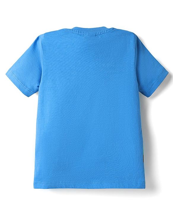 Babyhug Single Jersey Knit Half Sleeves T-Shirt & Shorts Set With Tiger Print - Blue & Brown