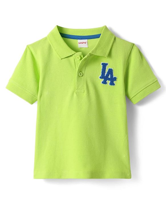 Babyhug Single Jersey Knit Half Sleeves T-Shirt & Shorts Set with Tropical Theme Print & Suspender - Limegreen